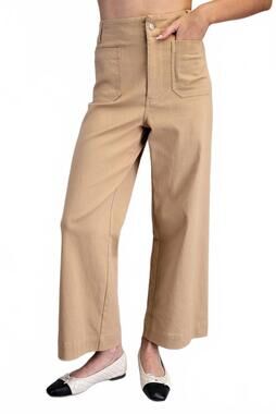 NEW EESOME soft washed wide leg pants in taupe